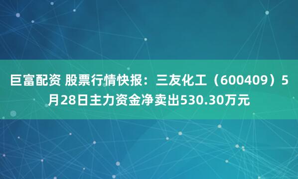巨富配资 股票行情快报：三友化工（600409）5月28日主力资金净卖出530.30万元